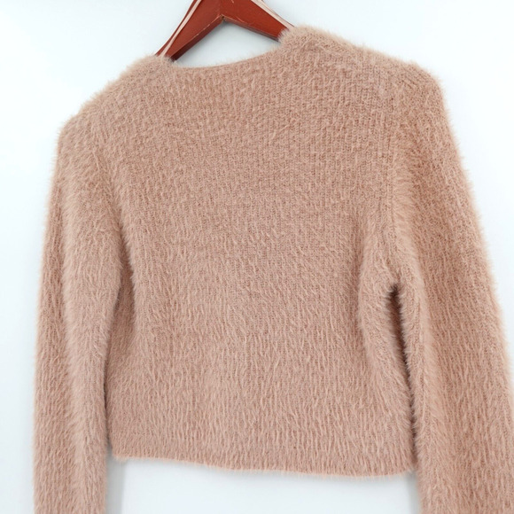 ASTR The Label Lorain Cardigan Womens Medium Pink Clay Fuzzy Cropped Timeless - Picture 6 of 13